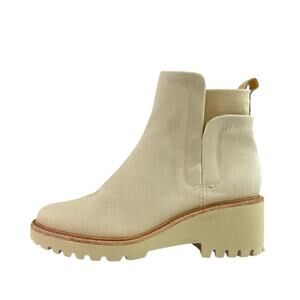 Dolce Vita Huey Women's Beige Round Toe Platform Wedge Chelsea Ankle Boots Sz 8